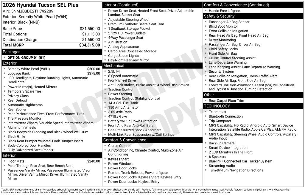 2026 Hyundai TUCSON SEL Plus