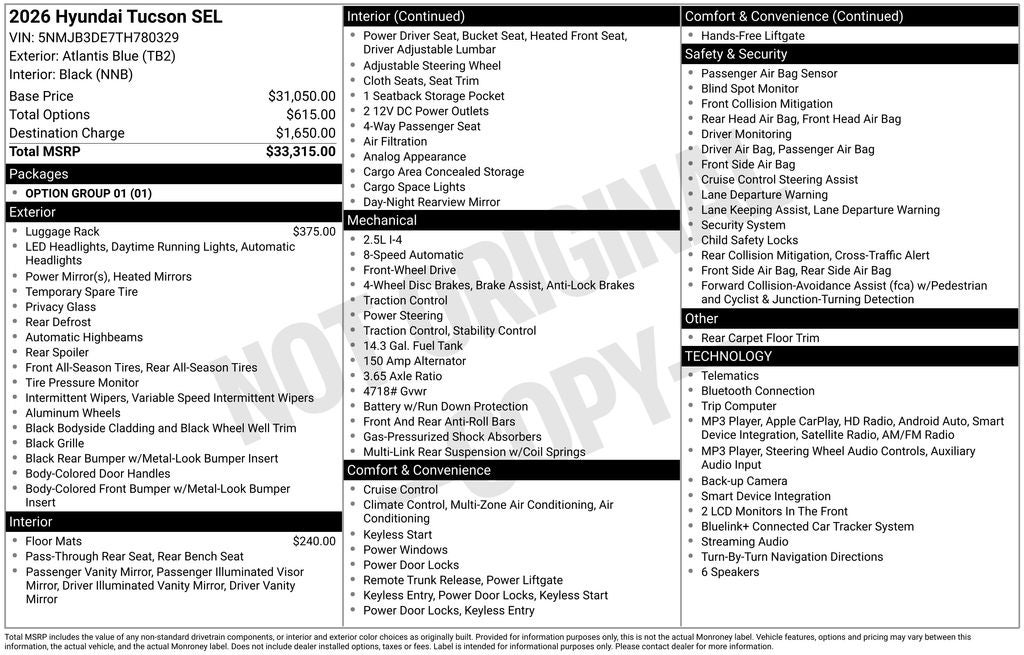 2026 Hyundai TUCSON SEL
