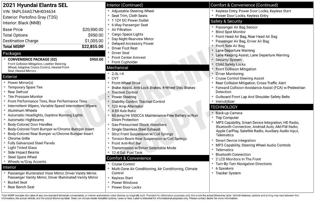 2021 Hyundai ELANTRA SEL