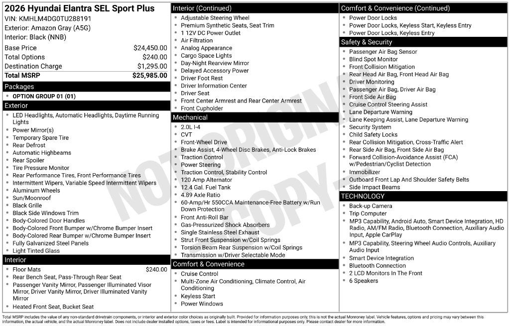 2026 Hyundai ELANTRA SEL Sport
