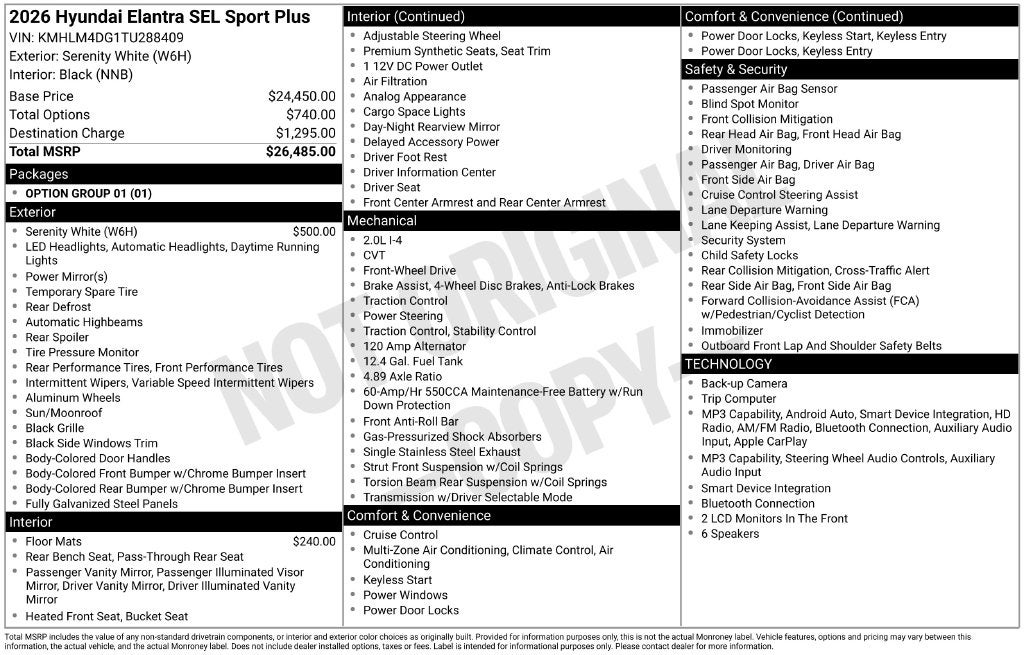 2026 Hyundai ELANTRA SEL Sport
