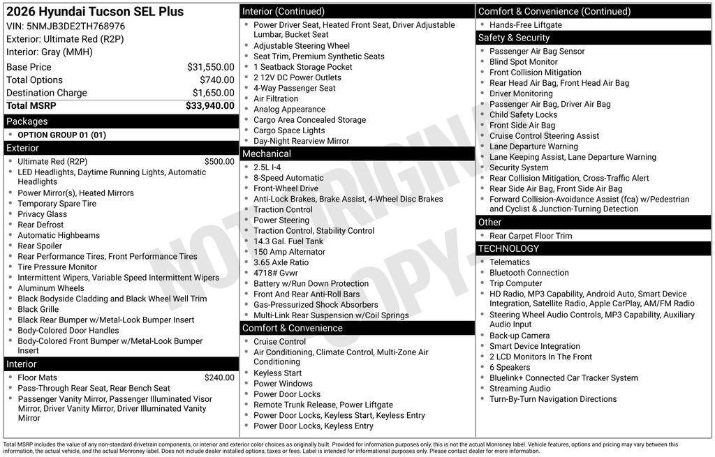 2026 Hyundai TUCSON SEL Plus