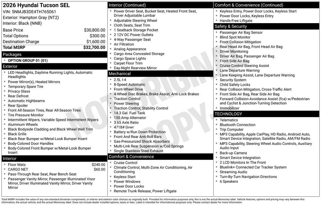 2026 Hyundai TUCSON SEL