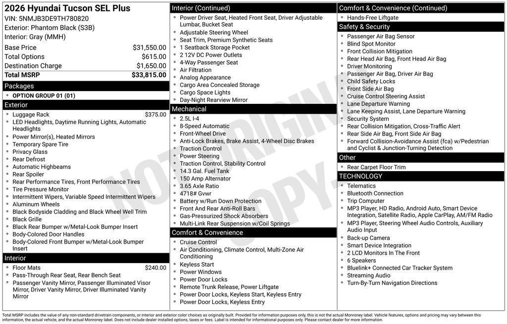 2026 Hyundai TUCSON SEL