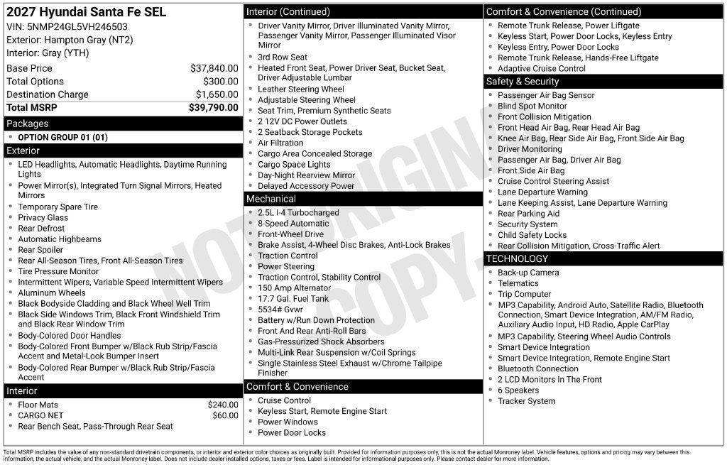 2027 Hyundai SANTA FE SEL