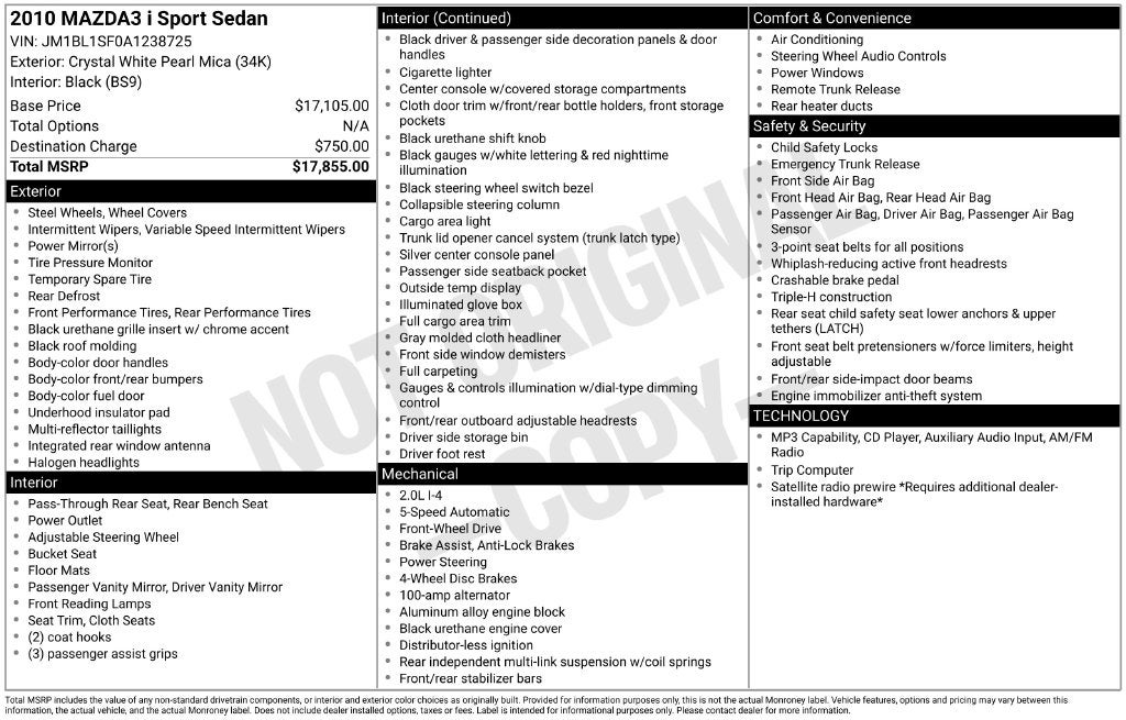 2010 Mazda Mazda3 i Sport