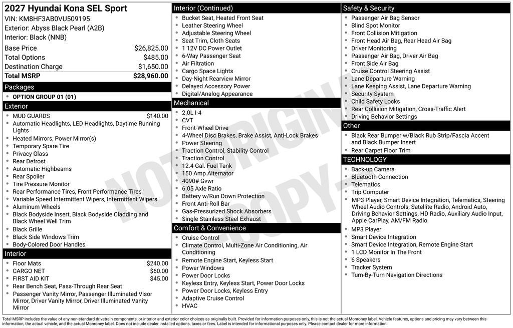 2027 Hyundai KONA SEL Sport