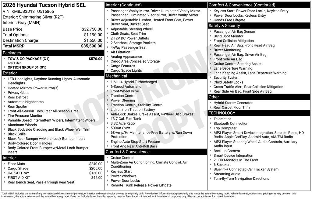 2026 Hyundai TUCSON HYBRID SEL
