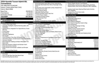 2026 Hyundai TUCSON HYBRID SEL Convenience