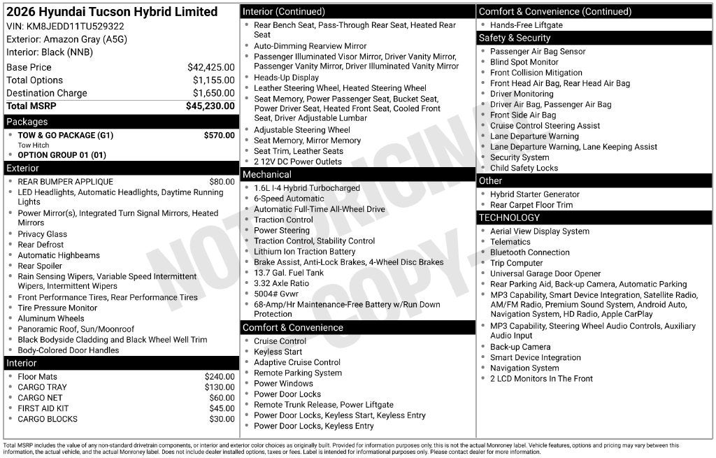 2026 Hyundai TUCSON HYBRID Limited
