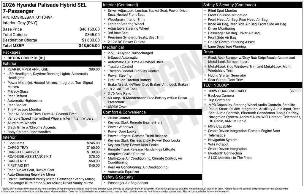 2026 Hyundai PALISADE HYBRID SEL