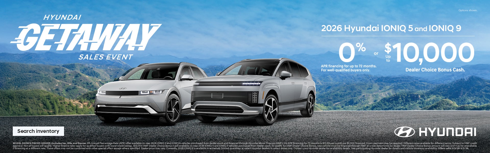 2026 Hyundai IONIQ 5, IONIQ 9 South-Central APR or Bonus Cash Offer