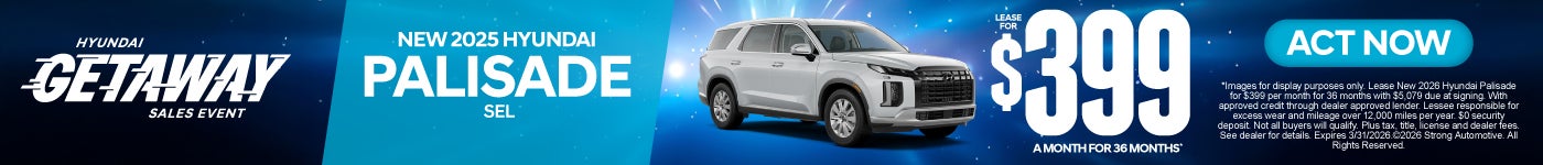 "NEW 2025 HYUNDAI PALISADE SEL "	LEASE $399 A MO/ 36 MO*