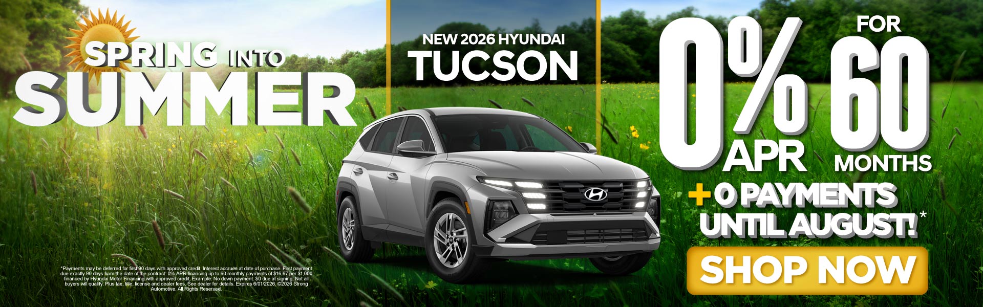 NEW 2026 TUCSON ICE	"0% APR /60 MO PLUS 0 PAYMENTS UNTIL AUG