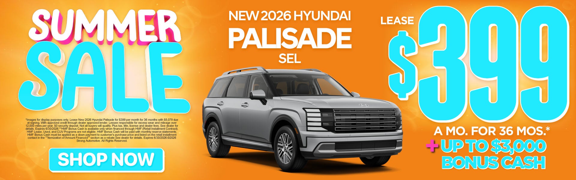 New 2026 Hyundai PALISADE SEL	lease $399 / 36 mo* + UP TO $3